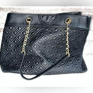 Tory Burch Quilted Leather Tote Bag